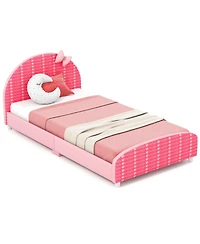 Gouun Wood Upholstered Twin Bed Platform with Slat Support