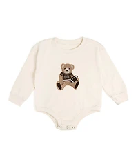 Sweet Wink Baby Boys Teddy Bear Patch Long Sleeve Romper