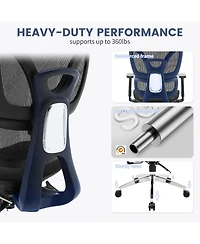 homfan Ergonomic Executive Office Chair, High Back Mesh Computer Chair with Adjustable Headrest and Lumbar Support for Home Office