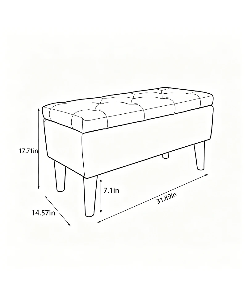 Streamdale Furniture 32" Wide Upholstered Storage Ottoman Bench with Built-in Tray