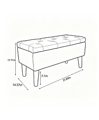 Streamdale Furniture 32" Wide Upholstered Storage Ottoman Bench with Built-in Tray