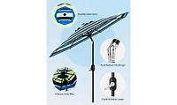 homfan 9 Feet Patio Umbrella, Outdoor Market Umbrella with Push Button Tilt and Crank, 8-Rib Iron Frame, striped