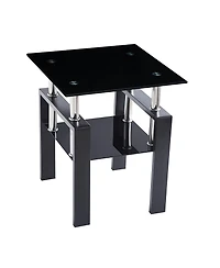HomeRoots Glass and Metal Square End Tables With Shelf