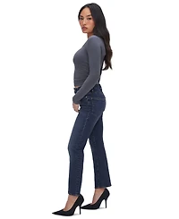 Good American Petite Mid-Rise Slim Straight Ankle Jeans