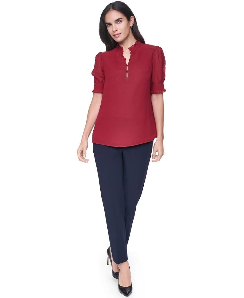 Tommy Hilfiger Women's Clip Dot Mock Neck Popover Top