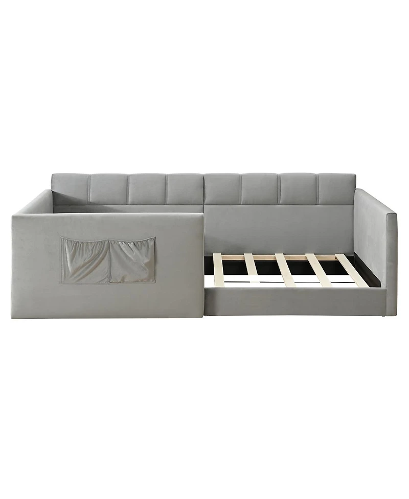 Streamdale Furniture Twin Velvet Upholstered Daybed with Side Storage Pockets