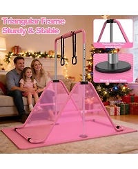 Zeny Gymnastics Bar for Kids, Gymnastics Horizontal Bar with Adjustable Height Foldable Training Bar with Mat for Home Practice