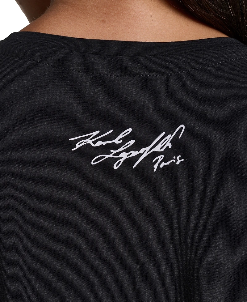 Karl Lagerfeld Paris Women's Short-Sleeve Crewneck T-Shirt
