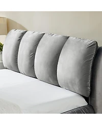 Streamdale Furniture Queen Size Upholstered Bed Frame with Segmented Velvet Headboard