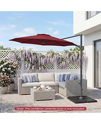Sugift Offset Cantilever Patio Umbrella with Six-Angle Tilt and 360 Rotation