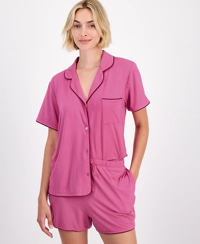 State of Day Women's 2-Pc. Short-Sleeve Notched-Collar Pajama Set Xs-3X, Created for Macy's