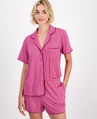 State of Day Women's 2-Pc. Short-Sleeve Notched-Collar Pajama Set Xs-3X, Created for Macy's
