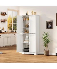 homfan Kitchen Pantry Cabinet 70" Tall Storage with Doors and Adjustable Shelves, Freestanding Cupboard for Living Room and Dining Room