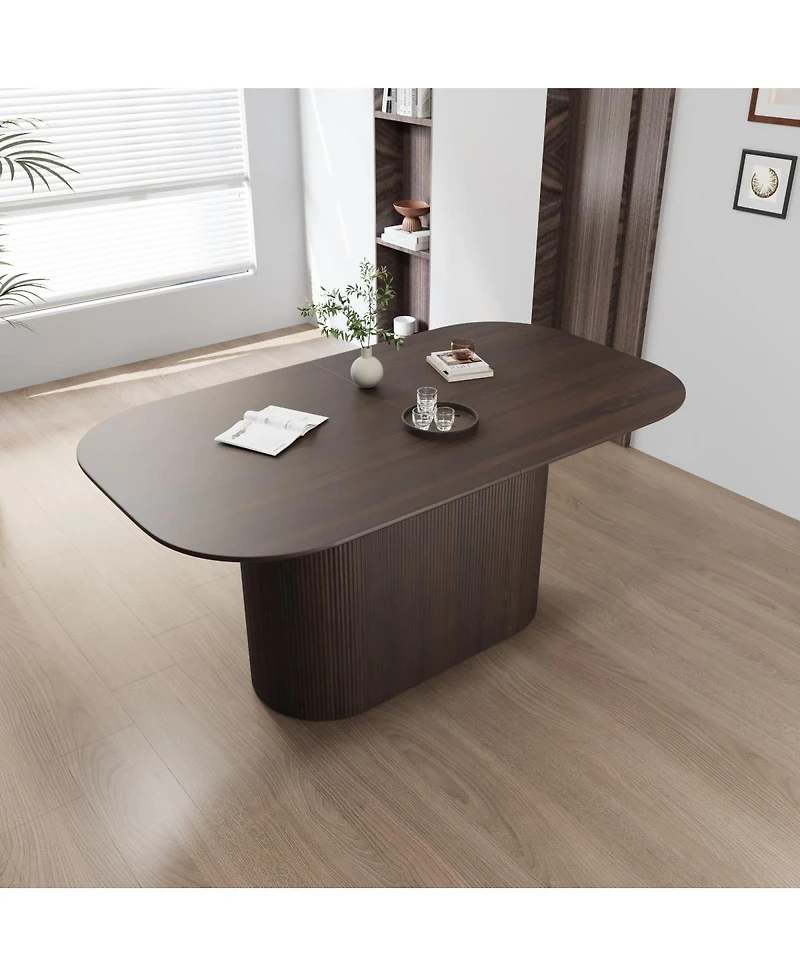 Streamdale Furniture 63" Mdf Dining Table with Vertical Striped Legs, Seats 4-8