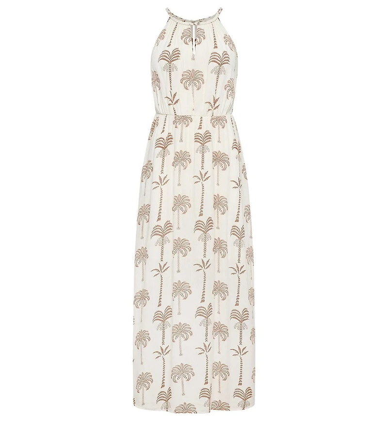 Lascana Women's Palm Print High Neck Maxi Dress