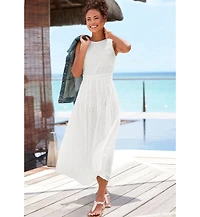 Lascana Women's Sleeveless Eyelet Maxi Dress