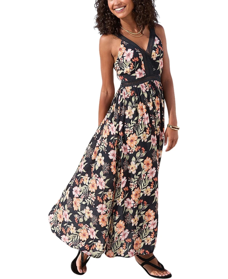 Lascana Women's Crochet Detail Floral Maxi Dress