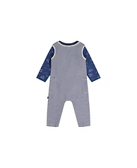 Deux par Baby Boy ( 3M to 24 M ) Cotton Onesie with Overalls Set Printed Transportation