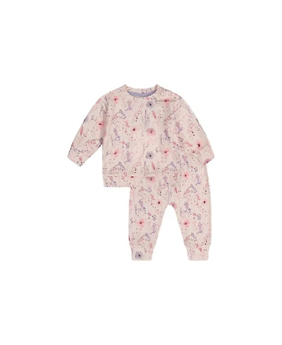 Deux par Baby Girls Cotton Pants and Top Set Printed Flowers