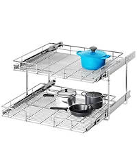 Lovmor 2 Tier Individual Pull Out Cabinet Organizer Slide Kitchen Storage Sliding Shelves