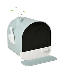 Ruie Fully Enclosed Cat Litter Box with Lid Drawer Scoop and Mat