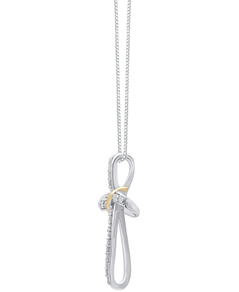 Marsala Diamond Cross 18" Pendant Necklace (1/4 ct. t.w.) in Sterling Silver & 14k Gold-Plate