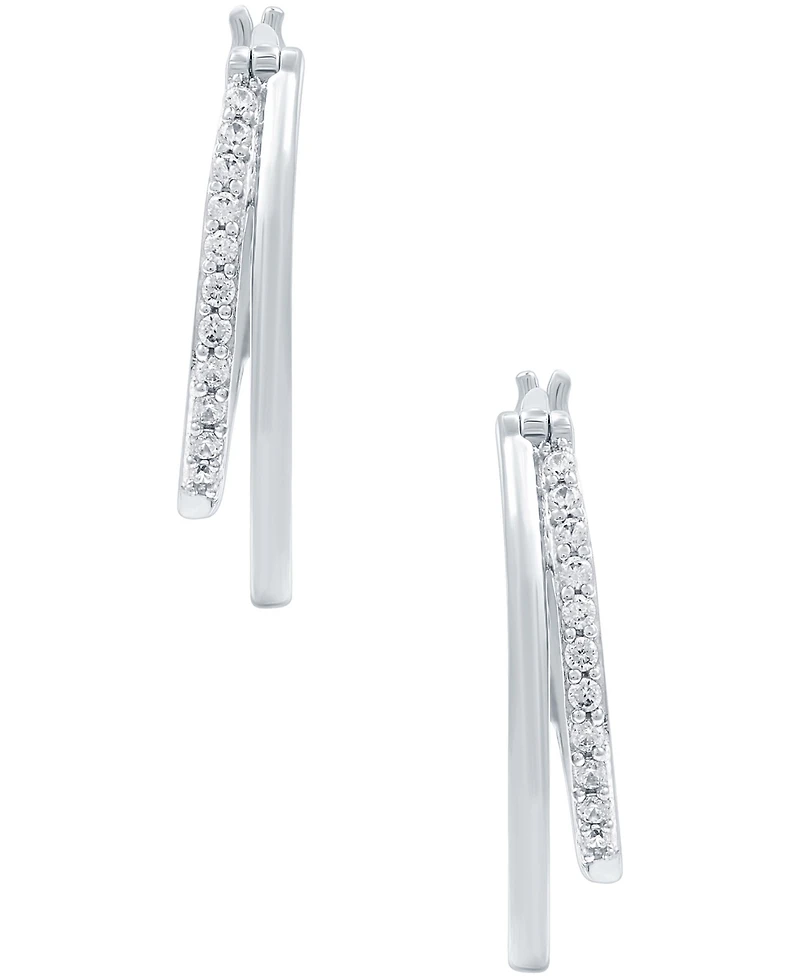 Diamond & Polished Double Oval Hoop Earrings (1/4 ct. t.w.) in Sterling Silver