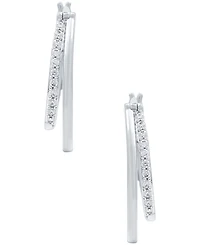 Diamond & Polished Double Oval Hoop Earrings (1/4 ct. t.w.) in Sterling Silver