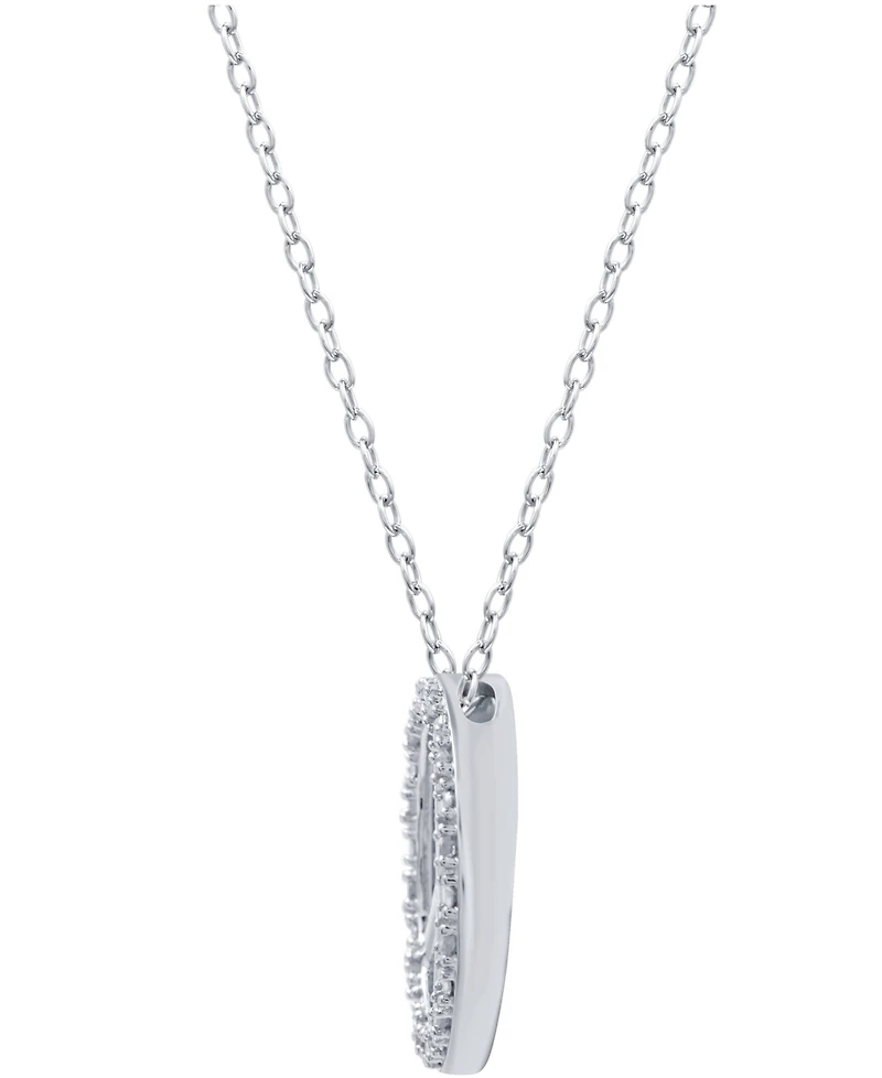 Diamond Peace Sign 18" Pendant Necklace (1/10 ct. t.w.) Sterling Silver or & 14k Gold-Plate