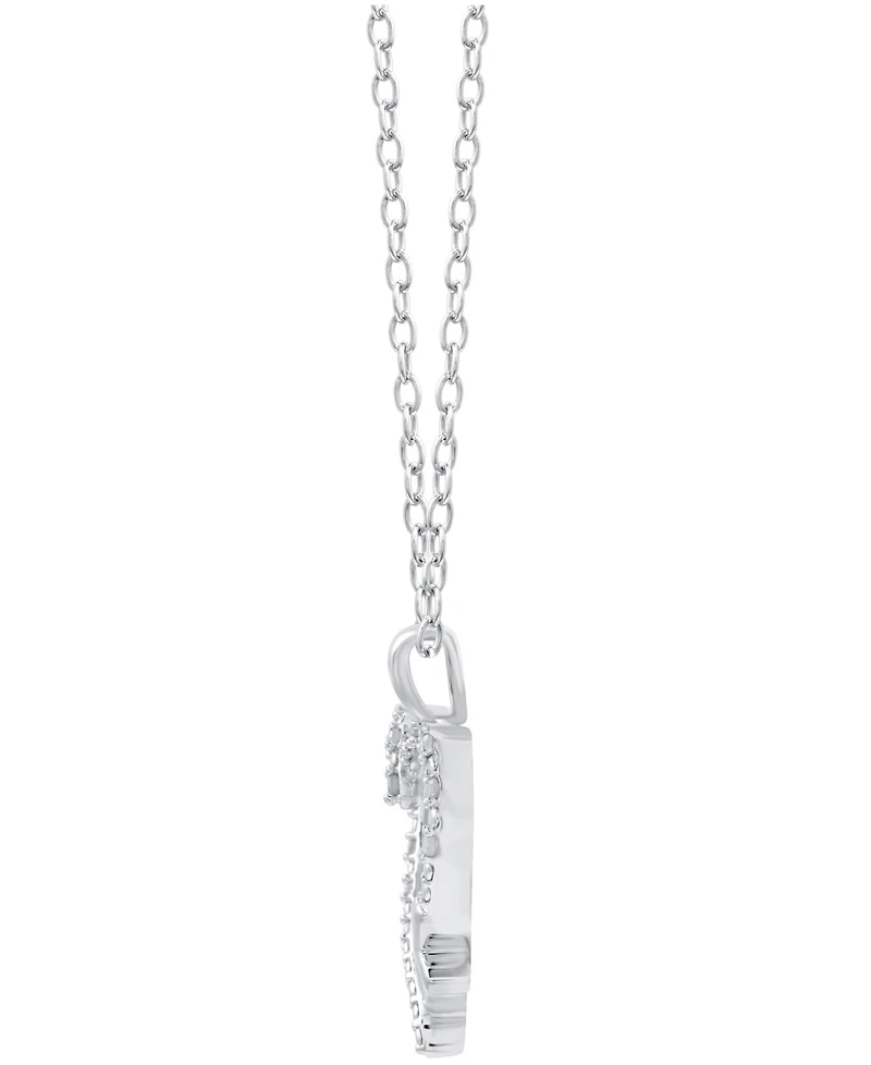 Diamond Heart & Cross 18" Pendant Necklace (1/10 ct. t.w.) Sterling Silver or 14k Gold-Plate