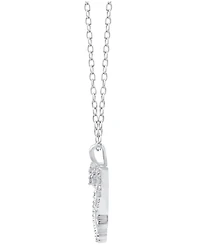 Diamond Heart & Cross 18" Pendant Necklace (1/10 ct. t.w.) Sterling Silver or 14k Gold-Plate