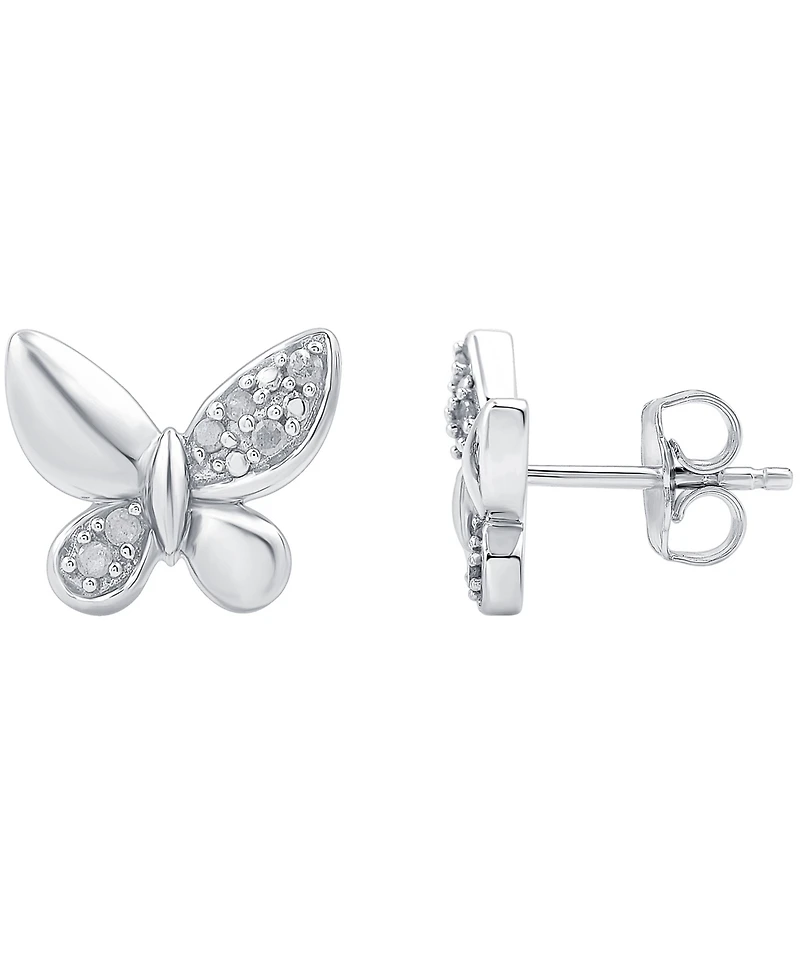 Diamond Butterfly Stud Earrings (1/10 ct. t.w.) in Sterling Silver