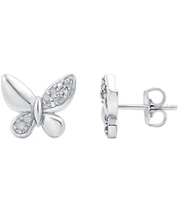 Diamond Butterfly Stud Earrings (1/10 ct. t.w.) in Sterling Silver