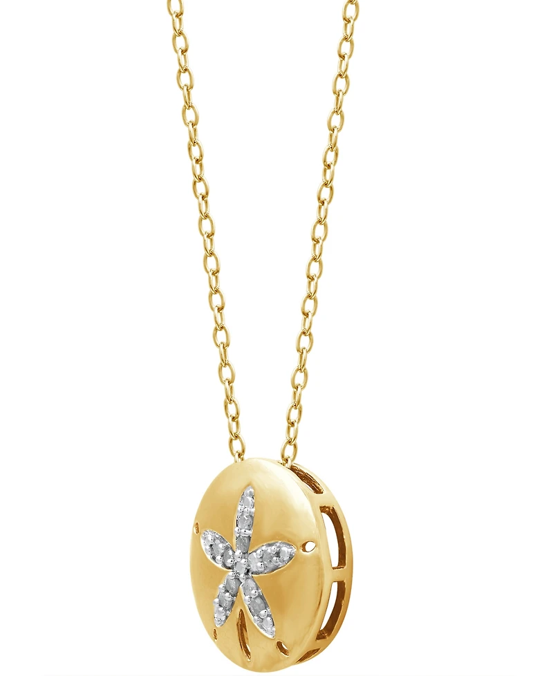 Diamond Sand Dollar 18" Pendant Necklace (1/10 ct. t.w.) in 14k Gold-Plated Sterling Silver