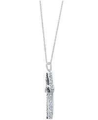 Black & White Diamond Cross 18" Pendant Necklace (1/6 ct. t.w.) in Sterling Silver