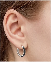 Black Diamond Hoop Earrings (1/6 ct. t.w.) in Sterling Silver