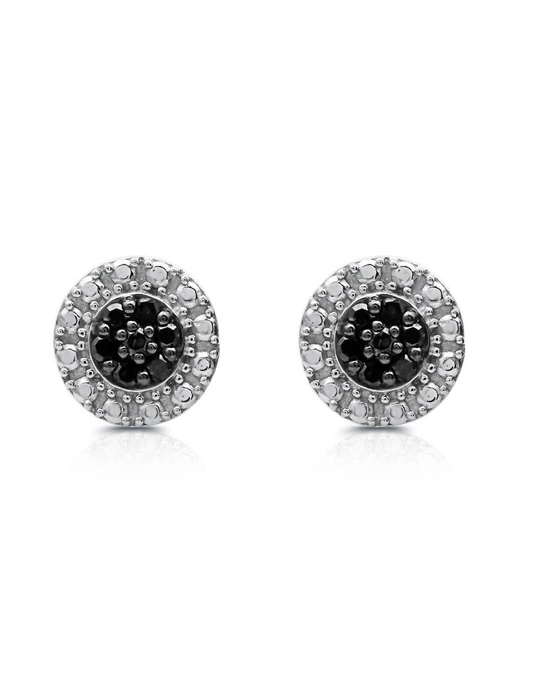 Black Diamond Cluster Stud Earrings (1/6 ct. t.w.) in Sterling Silver