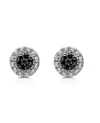 Black Diamond Cluster Stud Earrings (1/6 ct. t.w.) in Sterling Silver