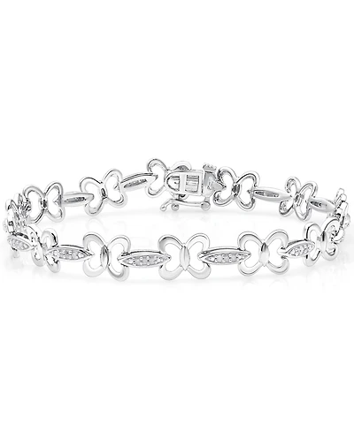 Diamond Butterfly Link Bracelet (1/6 ct. t.w.) in Sterling Silver