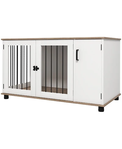 Ruie Large Dog Crate Furniture End Table with Side Cabinet Storage