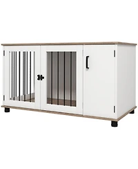Ruie Large Dog Crate Furniture End Table with Side Cabinet Storage