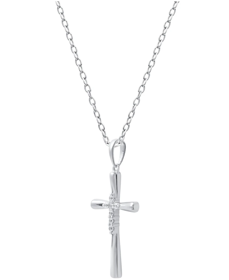 Diamond Cross 18" Cross Pendant Necklace (1/10 ct. t.w.) in Sterling Silver