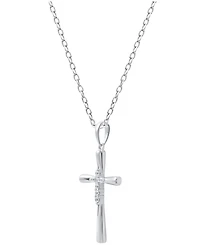 Diamond Cross 18" Cross Pendant Necklace (1/10 ct. t.w.) in Sterling Silver