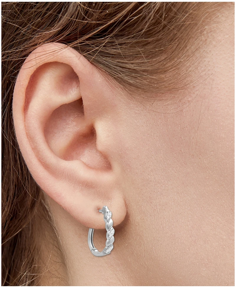Diamond Swirl Hoop Earrings (1/10 ct. t.w.) in Sterling Silver