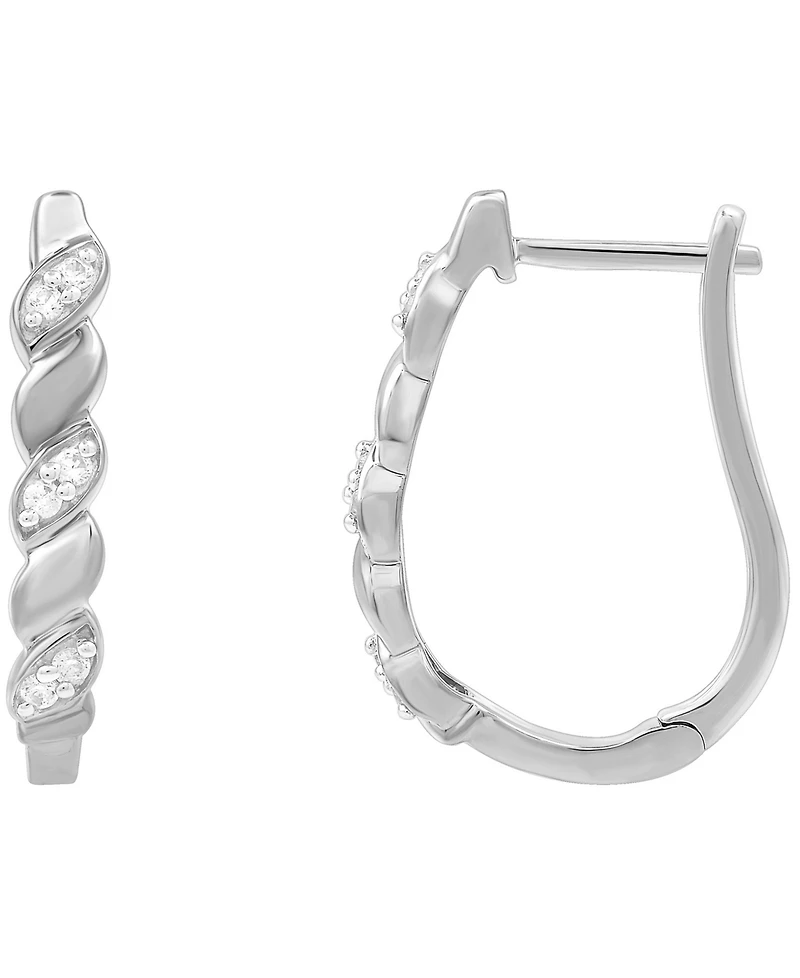 Diamond Swirl Hoop Earrings (1/10 ct. t.w.) in Sterling Silver