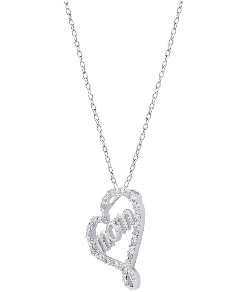 Diamond Mom 18" Pendant Necklace (1/10 ct. t.w.) in Sterling Silver