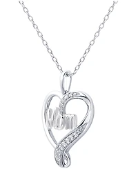 Diamond Mom Heart 18" Pendant Necklace (1/10 ct. t.w.) in Sterling Silver