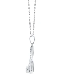 Diamond M Initial 18" Pendant Necklace (1/10 ct. t.w.) in Sterling Silver