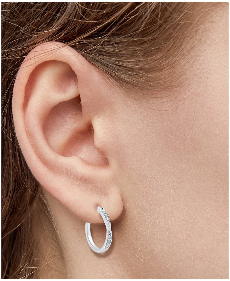 Diamond (1/10 ct. t.w.) Bypass Hoop Earrings in Sterling Silver