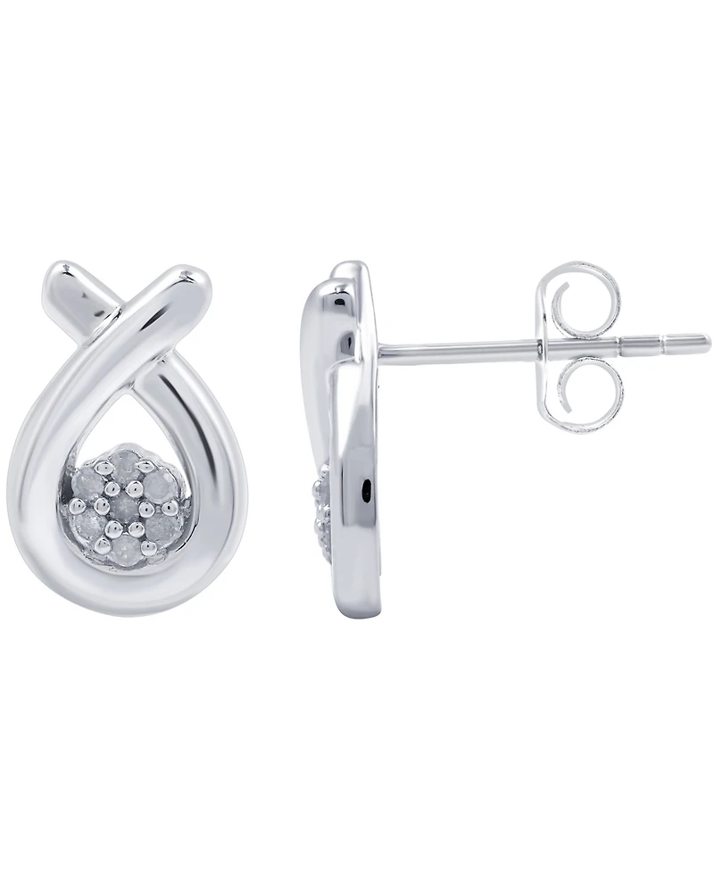 Diamond Cluster Stud Earrings (1/10 ct. t.w.) in Sterling Silver
